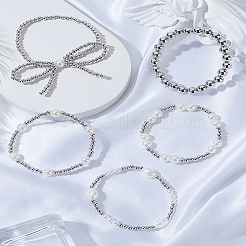5 bracelet extensible rond en perles acryliques de 5 styles pour femmes&nbsp;BJEW-LP0003-77P