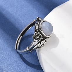 Natürliche blaue Spitzenachat-Fingerringe&nbsp;RJEW-A084-05AS-10