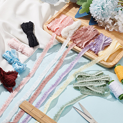 10 Stück 10 Farben elastische Nylon-Spitzenbänder mit Blumenrand&nbsp;DIY-BC0013-31