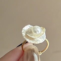 Blume natürliche Süßwasser Barockperle mit Messing Manschettenringe für Frauen&nbsp;FS-WG89D29-01