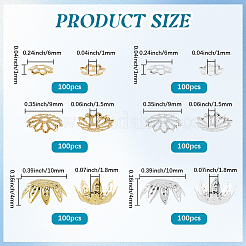 600 pièces 6 styles de capuchons de perles en fer&nbsp;IFIN-SP0001-43