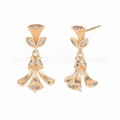 Micropave de latón claro fornituras de aretes de circonio cúbico cúbica&nbsp;KK-S364-140