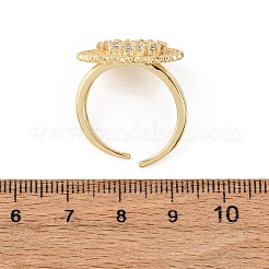 Verstellbare Manschettenringe aus Messing mit Mikropflaster und Zirkonia für Damen&nbsp;RJEW-B139-07G-02