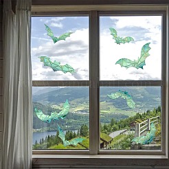 2 stücke 2 arten pvc aufkleber bunte fenster aufkleber 3d laser bat statische glas fenster aufkleber&nbsp;JX825A