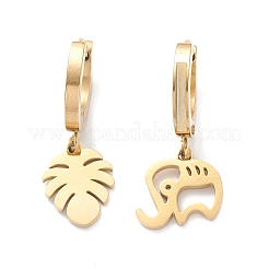 3 par de aretes asimétricos de 3 hojas&nbsp;EJEW-B020-03G