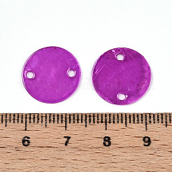 Encantos del conector de enlaces de disco de concha de capiz natural teñido&nbsp;SSHEL-WH0006-01A-8