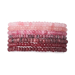 7 bracciale elastico con perline di giada malese naturale tinta&nbsp;BJEW-JB13046