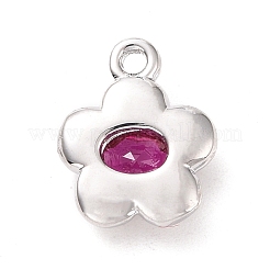 Colgantes de circonio cúbico de color rojo violeta medio micro pavé de latón ecológico&nbsp;KK-D079-04P