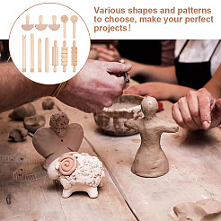 Ensembles d'outils de modelage en argile de bois&nbsp;DIY-WH0195-04