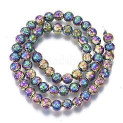 Brins de perles de pierre de lave naturelle galvanisées&nbsp;G-S352-30B-02