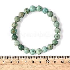 Bracelets extensibles ronds en perles de turquoise (jaspe) naturelle du Pérou&nbsp;BJEW-JB14341-02