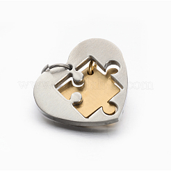 Gioielli per coppie di San Valentino amanti cuore in acciaio inossidabile 304 con ciondoli a forma di puzzle&nbsp;STAS-E090-46G