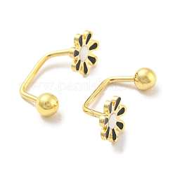 12 Paar 6-farbige Ohrstecker aus 304 Edelstahl mit Emaille-Blumen-Motiv&nbsp;AJEW-C032-02G