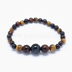 Natürliche Tigerauge graduierte Perlen Halsketten und Armbänder Schmucksets&nbsp;SJEW-L132-09
