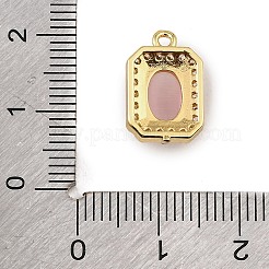 Breloques en laiton serties de micro-pavés de zircone cubique transparente et d'œil de chat&nbsp;CU-CBAF17A-08G-03