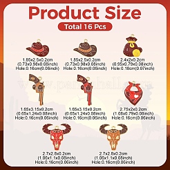 16 pendentif en alliage émaillé style cowboy de l'Ouest (8 styles)&nbsp;ENAM-YW0009-30