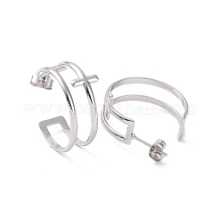 Anlaufgeschützte Ohrstecker aus 304 Edelstahl mit Doppelkreuz&nbsp;LS-EJEW-G326-05P
