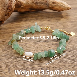 Elegante Armbänder im Bohème-Stil mit natürlichen grünen Aventurin-Splitterperlen&nbsp;WW5494-6