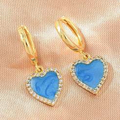 Boucles d'oreilles créoles pendantes en laiton serties de micro-pavés de zirconiums cubiques&nbsp;KK-CBA8324-16G-06