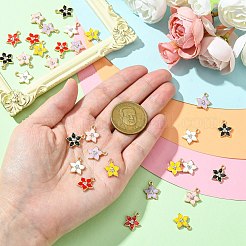 30 Stück 6 Farben Blumen-Emaille-Anhänger aus Legierung&nbsp;ENAM-CJ0006-21