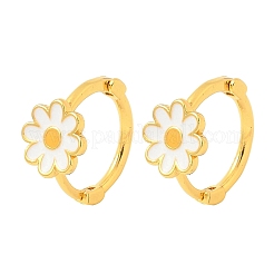 Pendientes de aro de latón esmaltado con margaritas para mujer&nbsp;LS-EJEW-G434-02G