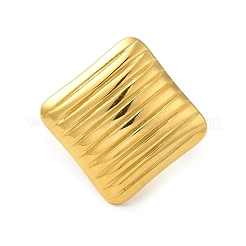 Bague ouverte en acier inoxydable 304 avec placage ionique (IP) et motif losange rayé pour femme&nbsp;RJEW-C083-09G