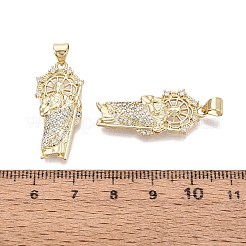 Pendentifs religieux en laiton sertis de micro-pavés de zircone cubique transparente&nbsp;KK-N287-46J-G