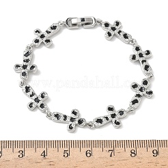 Messing-Emaille-Mikropflaster-Armbänder mit klaren Zirkonia-Kreuzgliedern für Damen&nbsp;BJEW-G764-02P