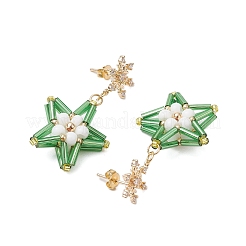 Boucles d'oreilles à tige en forme d'étoile en verre&nbsp;EJEW-MZ00256-01
