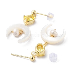 Ohrstecker aus Naturperlen und Muscheln&nbsp;EJEW-P256-45G