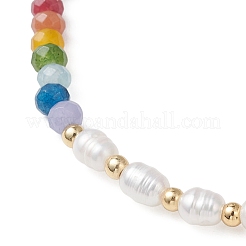 Braccialetti elastici con perle d'acqua dolce coltivate naturali chakra e perline di giada malese naturale tinta per le donne&nbsp;BJEW-JB13134