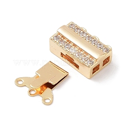 Chiusure a scatola con micro pavé di zirconi chiari in ottone&nbsp;KK-C031-10G