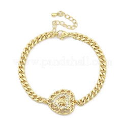 Bracelets en laiton à maillons en zircone cubique transparent&nbsp;BJEW-Z082-03G-03