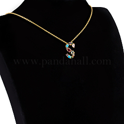 Colliers avec pendentifs initiaux en laiton doré&nbsp;NJEW-S069-JN002-S