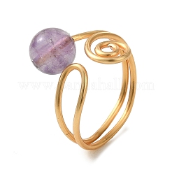 Anillos abiertos tipo brazalete con piedras preciosas naturales&nbsp;RJEW-JR01071