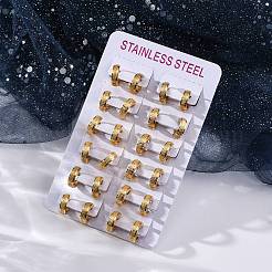 Pendientes de aro de acero inoxidable 304 con destellos de arena para mujer&nbsp;EJEW-M001-23G