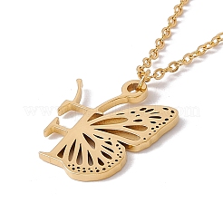 Lettre initiale avec collier pendentif papillon&nbsp;LS-NJEW-C026-01G-F