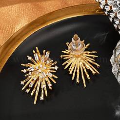 Boucles d'oreilles en laiton zircon cubique micro pavé clair&nbsp;EJEW-P301-16G