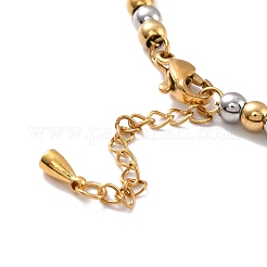 Pulsera de cuentas redondas de acero inoxidable 201 con revestimiento al vacío de PVD para mujer&nbsp;STAS-D179-03GP-02