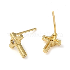 Gestellplattierte Kreuz-Ohrstecker aus Messing&nbsp;EJEW-M235-02G