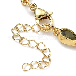 Bracciali a catena con maglie in ottone a goccia e zirconi cubici per donna&nbsp;BJEW-P385-06G-02