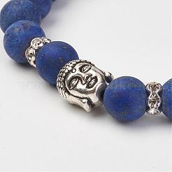 Bracelets extensibles en perles de lapis-lazuli naturel (teint et chauffé)&nbsp;BJEW-JB02812-01