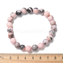 Bracciali elasticizzati con perle di diaspro naturale zebra&nbsp;X-BJEW-K212-B-035