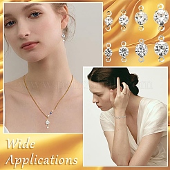 120 pz 4 stili in ottone con pavé di ciondoli per connettori in zirconi trasparenti&nbsp;RB-YW0001-31G