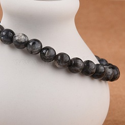 Braccialetti elasticizzati con perline di larvikite naturale&nbsp;X-BJEW-K212-A-046