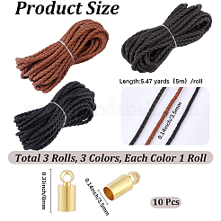 15m 3 Farben geflochtene runde weiche PU-Kunstlederschnüre&nbsp;OCOR-CL0001-11C