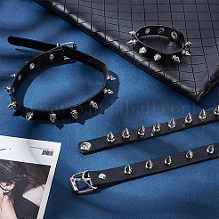 4 Stück 2 Stile PU-Leder-Halsketten & Armbänder Set für Frauen Männer&nbsp;AJEW-UN0002-01
