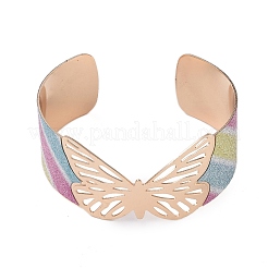 Bracelets à manchette ouverte en alliage papillon pour femmes&nbsp;BJEW-L686-01A