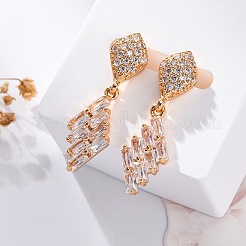Latón micro pave aretes de circonita cúbica transparente&nbsp;EJEW-K300-31G