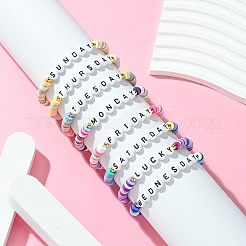 8 pièce de bracelets extensibles en perles d'argile polymère de 8 couleurs&nbsp;BJEW-SW00147